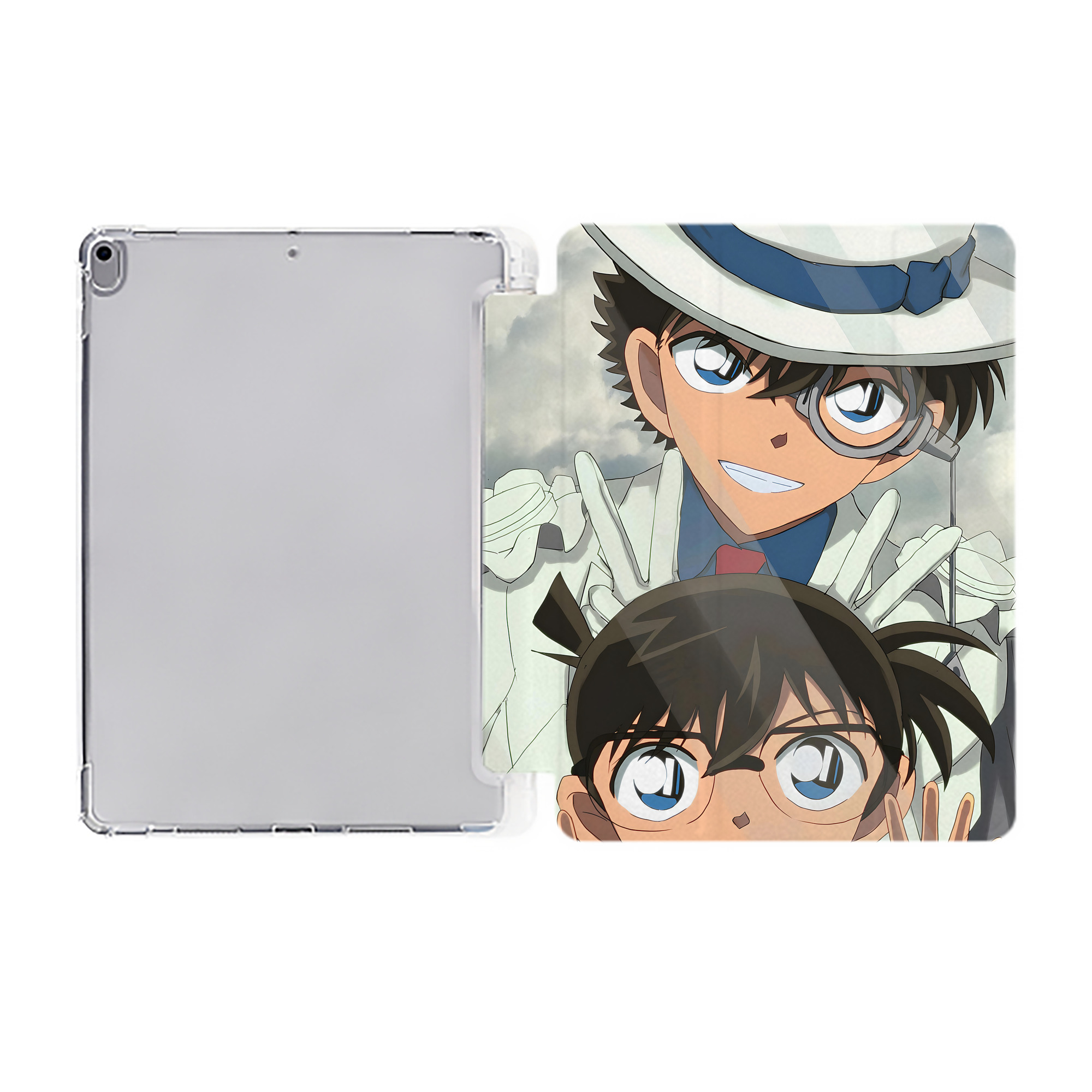 （画像用） 名探偵コナン Detective Conan IPad ケース ペン収納付き 三つ折りスタンド PUレザー×シリコン 対応機種9.5/10.5/10.9インチ